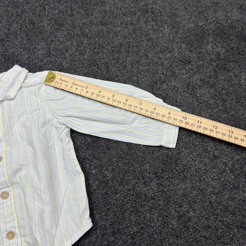Lullaby Club Baby 9M Striped Button Down Shirt Pastel Blue Yellow White Cotton - Picture 4 of 8